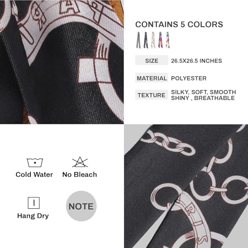 5/7Pcs Fashion Scarves for Women, Multifunctional Boho Scarves Headbands Satin Scarf for Bag Hair Accessories - color: Various