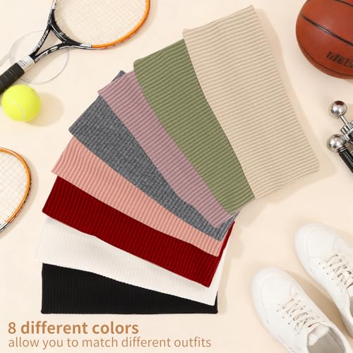 8 Packs Knitted Thick Headbands for Women Fashion Wide Hairbands Non Slip Boho Head Bands Workout Outdoor Yoga Sports Hair band Hair Accessories - color: muti-color-2