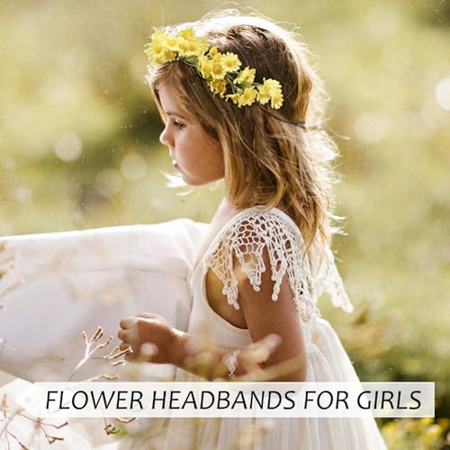 AWAYTR Flower Hippie Floral Crown - Boho Sunflower Headband for Women, Hippie Costume and Hair Accessories (Yellow) - color: Yellow