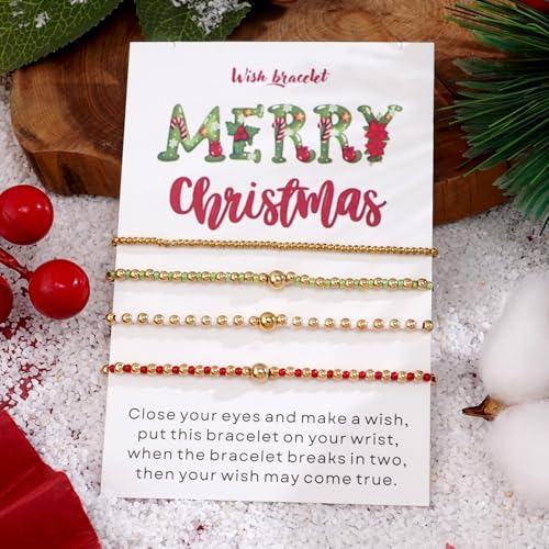 Matching Bracelets for Couple,Gold Silver Beaded Heart Couples Bracelets,Raomantic Relationship Promise Jewelry Gifts for Her - color: Christmas1