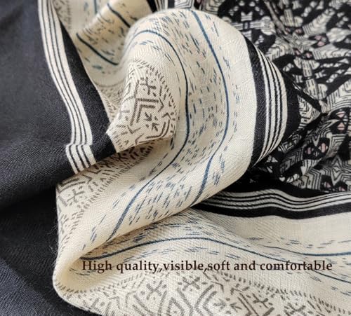 K-Elewon Large Square Scarf 51" Cotton and Linen Hand feel Scarf Fashion Scarves Hair Wrapping Scarfs Neck Scarves for Women - color: H2307