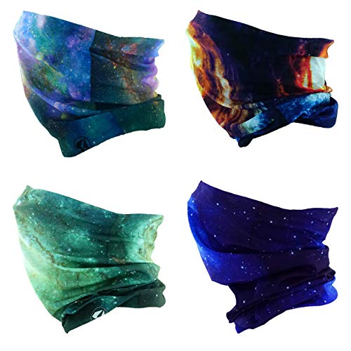 4 Headband Bandana Balaclava Half Face Mask Shield Head Hair Scarf Neck Gaiter Hat Multipurpose For WoMen Men Breathable Reusable Washable Universe Nebula Galaxy Blure Orange Green - color: 4x Galaxy Seamless Half Face Mask #1