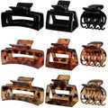 CHANDAT Medium Claw Hair Clips Set for Women - 3 Styles, 9PCS Rectangle Hair Clips for Thick Hair, Square Clips for Thin Hair - Leopard - color: Leopard