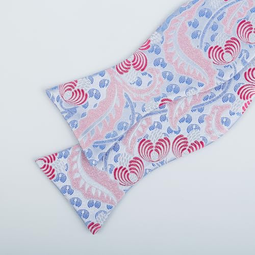 Alizeal Mens 2pcs Classic Floral Pattern Self-tied Bow Tie and Handkerchief Set - color: 035-blue+magenta