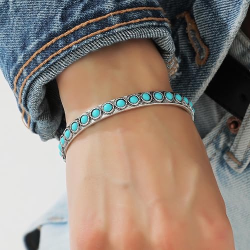 Long tiantian Western Turquoise Beaded Bracelet Set for Women Stackable Cowgirl Bracelets Boho Concho Jewelry Country Concert Rodeo Outfit Accessories Gifts - color: A6:turquoise bracelet for women