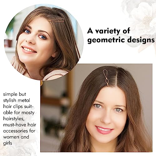 Cinaci 40 Pack 8 Styles Simple Plain Non Slip Gold Metal Hair Clips Barrettes Bobby Pins Hair Accessories for Women Girls (Gold-40 Pack)
