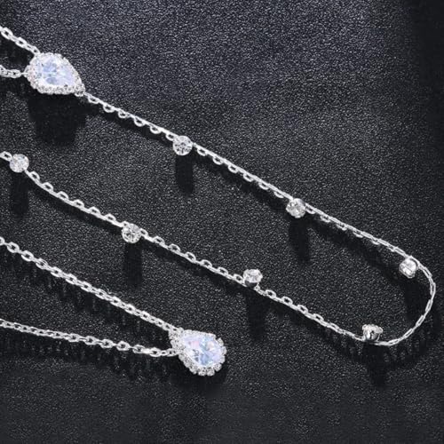 Rhinestone Long Drop Back Chain Jewelry for Women Crystal Back Chain Necklace Gold Plated Body Chain Backdrop Chain Jewelry - style: silver