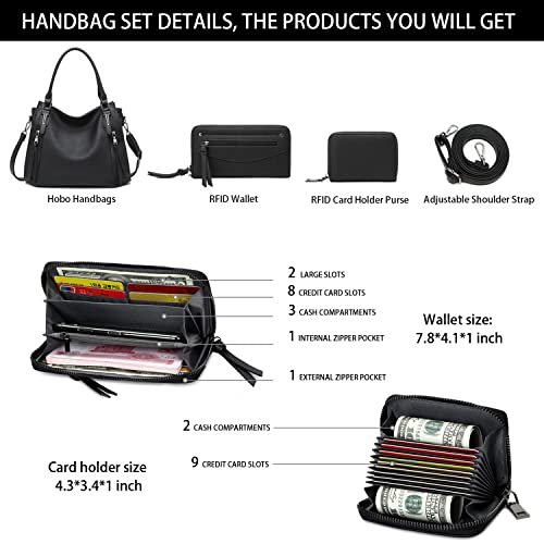 lapsting Hobo Bags for Women Handbags Purse Ladies Boho Shoulder Bag Crossbody Purses Faux Leather - color: G - 15inch Black - Black Metal