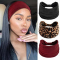 Wide Headband Boho Head Bands For Women's Hair Band Burgundy Black Head Wraps Leopard Turban Knotted Headband Non Slip Sweatband Soft Hair Scarf Headbands 3 Pcs - color: Style 146