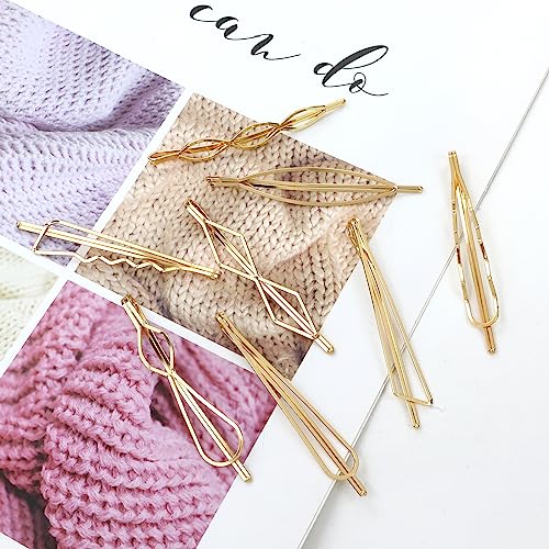 Cinaci 40 Pack 8 Styles Simple Plain Non Slip Gold Metal Hair Clips Barrettes Bobby Pins Hair Accessories for Women Girls (Gold-40 Pack)