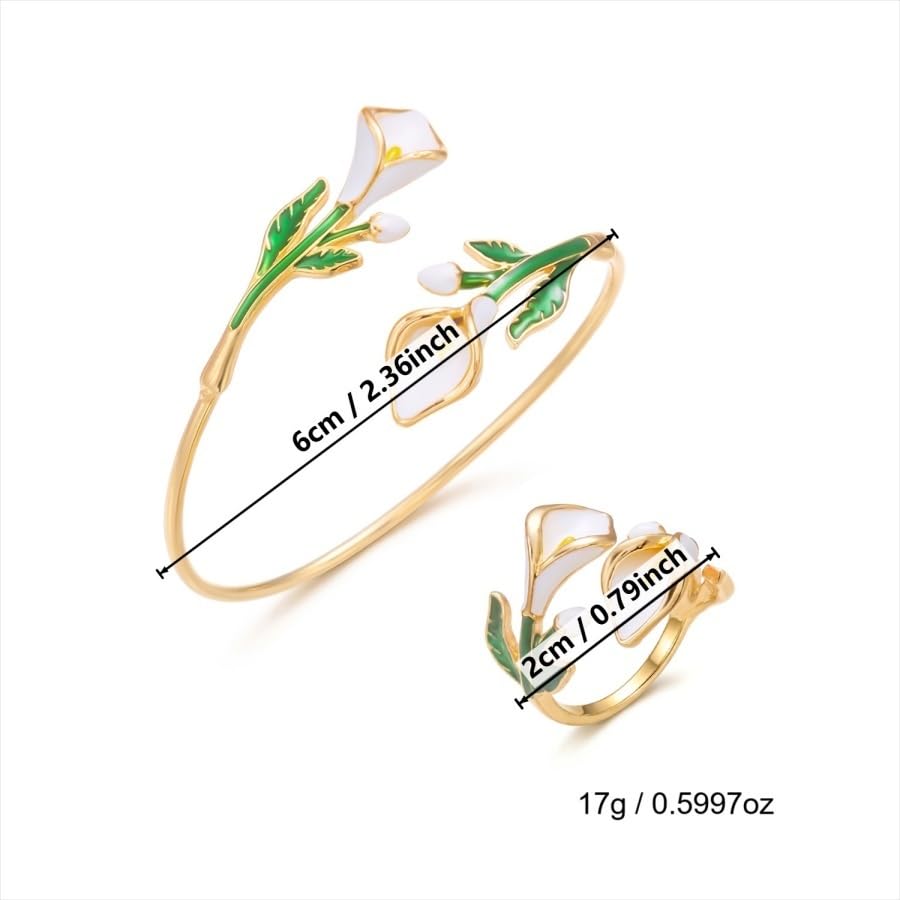Caiyao 2Pcs Adjustable Sunflower Open Cuff Bangle Bracelets Ring Gold Tone Enamel Daisy Flower Floral Upper Arm Armband Bracelet for Women Boho Summer Inspired Floral Jewelry Gifts - style: StyleF
