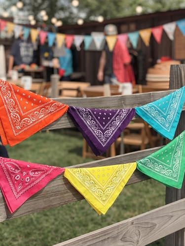 Unittype 48 Pieces Paisley Bandana Novelty Unisex Cowboy Headband Sports Bandannas Scarf Outdoor for Western Party Costume - color: Teal,green,orange,yellow,hot Pink,purple, style: Classic