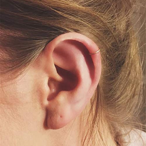 Hoop Cartilage Earring Fake Earrings Nose Rings Septum Nose Ring Stainless Steel for Women Men Girls - color: B-Gold