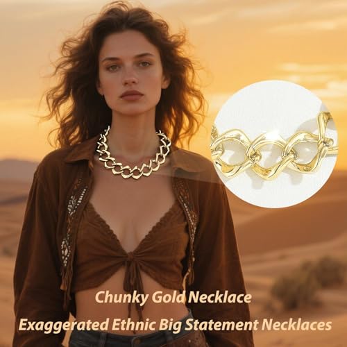 choice of all Chunky Gold Necklace Statement Necklace for Women Punk Chain Thick Gold Choker Jewelry Trendy Birthday Gifts - color: L:Chunky