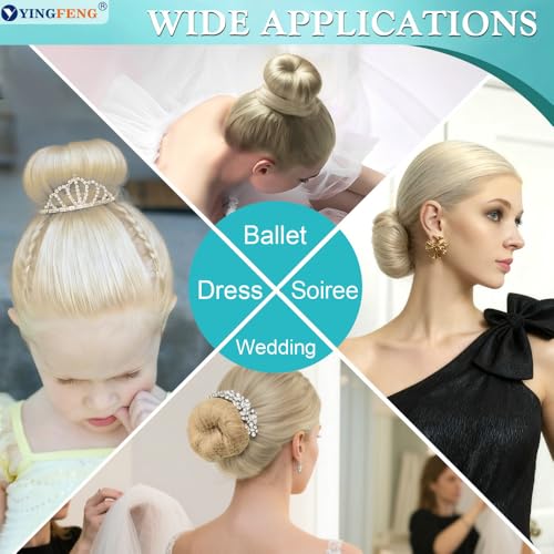 YINGFENG 134 Pcs Beige Hair Bun Maker Kit Medium - 4 Bun Hair Pieces for Women, 20 Hair Net for Buns, 100 Bobby Pins for Women, 10 Hair Bands, for Ballet Styling, Hair Accessories for Girls - color: beige, size: Medium