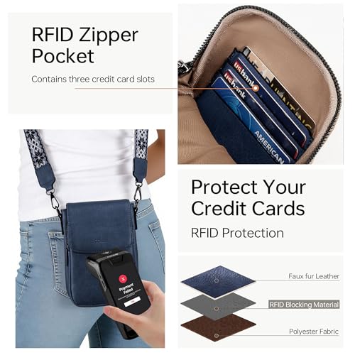 GEMIU Small Crossbody Bags for Women Cell Phone Purse Crossbody Wallet Purses with Card Slots - color: Blue