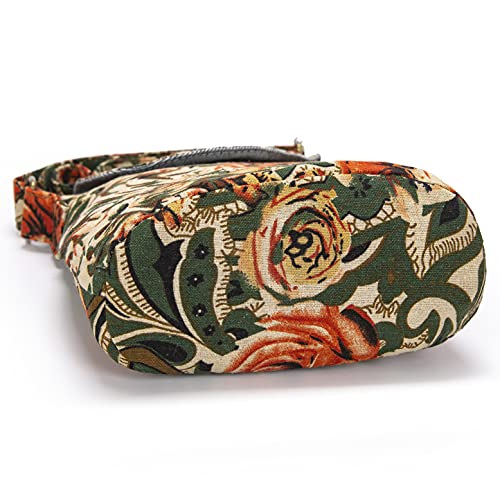 OPQRSTU Women's Retro Small Size Canvas Shoulder Bag Hippie Boho Crossbody Handbag - color: Army Green
