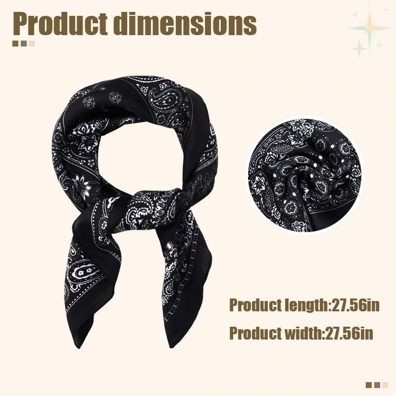 Guqqeuc Satin Head Scarf Silky Feeling Bandana Hair Wrap for Women Silk Scarves Paisley Headscarf Square Scarf Neckerchief - color: Black