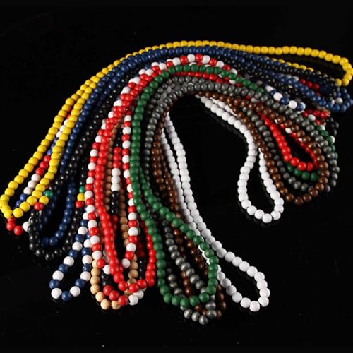 Punk Cool Colorful 8mm Wood Beads Chunky Strand Chunky Necklace Natural Wooden Chain Unisex Hip Hop Handmade African Statement Retro Bohemian Jewelry for Women Men - color: blue