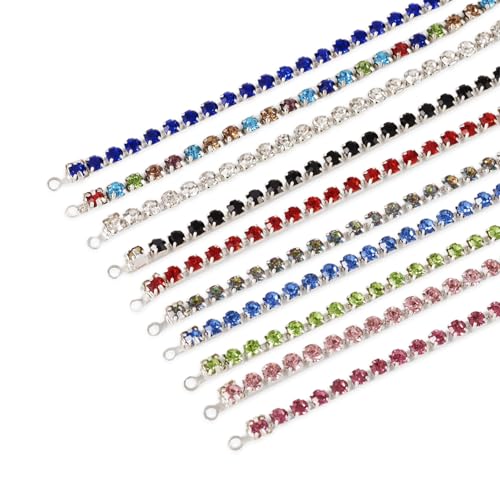 Adjustable Slider Bracelets Colorful Half Finished Bracelets Adjustable Beaded Bracelets DIY Friendship Bracelets for Women Jewelry Making Gifts Supplies - color: Multicolors-Crystal
