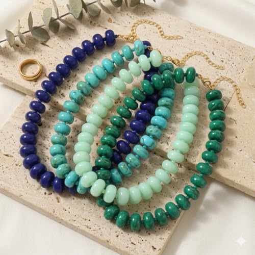 Multi-Color Chunky Beaded Necklace for Women, Vibrant Acrylic Candy Bead Choker Necklace with Adjustable Stainless Steel Clasp, Summer Statement Jewelry for Festivals - color: Blue