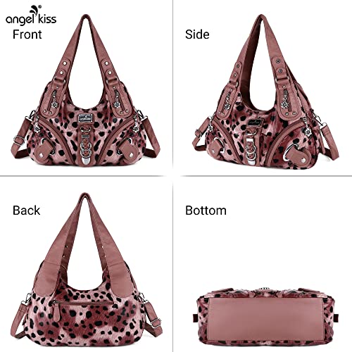 Angelkiss Hobo Purses and handbags for Women Satchel Handbag Women Purses Large Daily Shoulder Bags | Purses - color: Leopard Pink