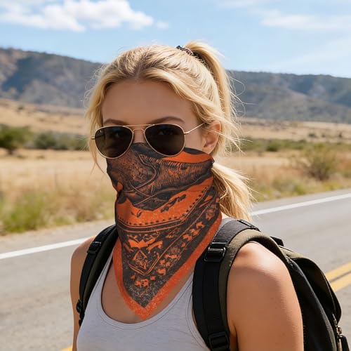 Head Scarf Hair Neck Scarves for Women Fashion Silk Satin Purse Bag Scarfs Handbags Bandana Neckerchief - color: Cowboy Western Orange