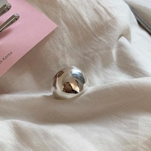 Adjustable 925 Sterling Silver Rings Handmade Wide Silver Ring Boho Thumb Band Statement Rings for Women - color: Pattern 3