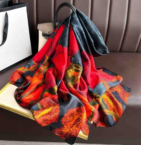 Acotavie Scarfs for Women Dressy Fashion Scarves Long Floral Pattern Scarf Lightweight Sunscreen Shawls - color: C021