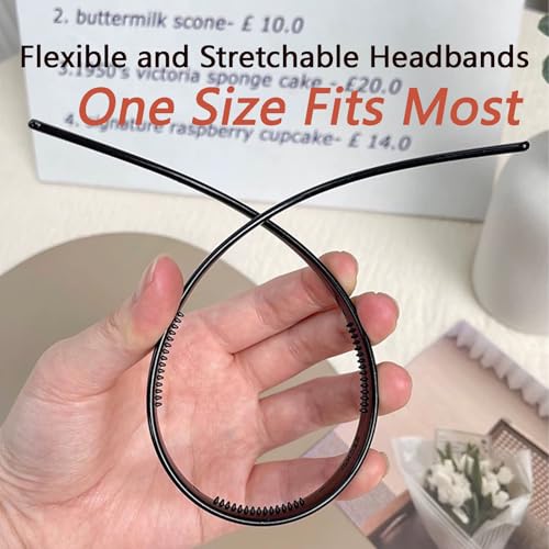 2 Pack Headbands Designed for Eyewear,Flex No Pressure Hairbands for Women Matte Finish Comfortable Plastic Headbands with Teeth-Black,Coffee - color: 2 PCS-Black,Coffee