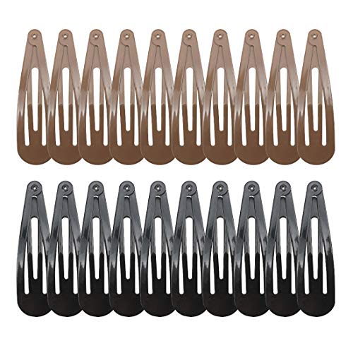 20 Pieces 2.7'' Big Size No Slip Metal Snap Hair Clips Women Barrettes Black Hair Pins (10 black 10 Brown) - color: 10 black 10 coffee