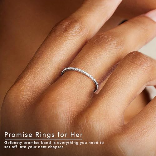 Gelbesty 925 Sterling Silver Wedding Band for Women, Gold Promise Eternity Engagement Rings for Her, Non Tarnish Silver Stackable Thumb Pinky Band for Oura Ring Size 4/5/6/7/8/9/10/11 - color: White Gold, size: 11