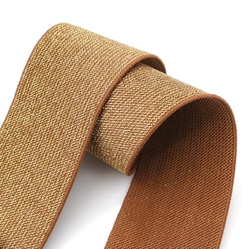 Women Wide Stretchy Waist Belts Elastic Cinch Belt for Dresses - color: Bling Brown Band Gold Buckle, size: Fit Waist 28"-30"