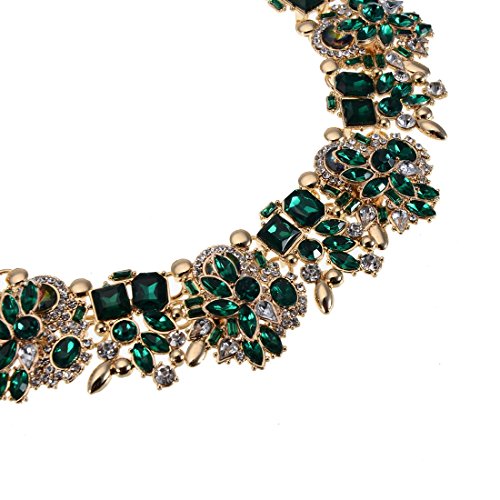 Jerollin Crystal Rhinestone/Pearl Statement Chain Necklace, Vintage Choker Bib Pendant Necklace Bohemian Bling Tassel Collar Statement Necklace for Evening Party - color: Green