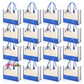 Reginary 12 Pack Canvas Tote Bags Initial Classic Present Personalized Canvas Beach Bag for Wedding, Birthday, Beach(Blue and White) - color: Blue and White