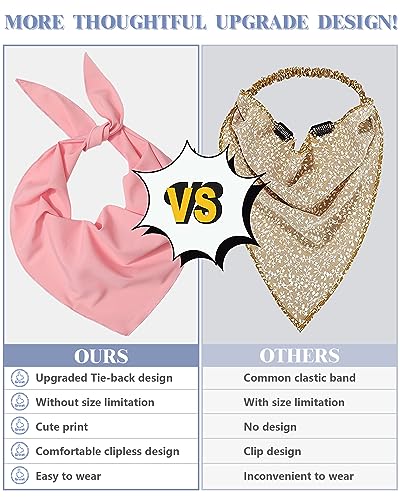AWAYTR 3Pcs Hair Bandanas Head Kerchief for Women Girls Tie-Back Boho Hair Scarf Headband Bandana Triangle Head Scarf - color: Solid Color - Khaki / Pink / Black