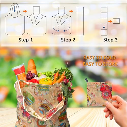 Foldable Reusable Grocery Bags, 4 Pack Large Shopping Tote Bags, Durable & Machine Washable Lightweight Totes for Travel, Groceries & Daily Essentials - color: Whale 4 Pack
