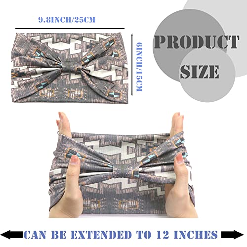 FULZTEY Boho African Headbands for Women Hair Vintage Stretchy Wide Knotted Hairbands Yoga Running Athletic Turban Stylish Pattern Hair Accessories for Women Girls 4 Pieces - color: Style 5