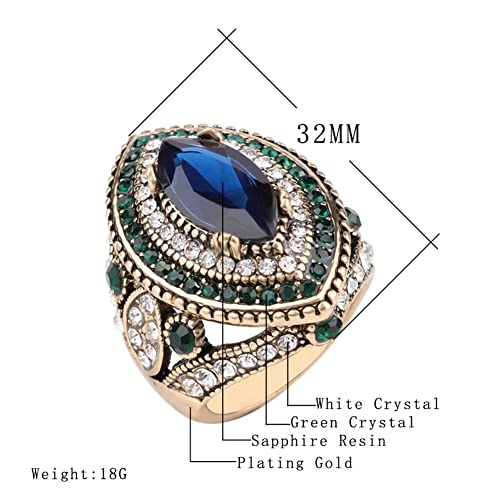 Women Ring - 32mm Turkish Style Gemstone Women Jewelry J0769 - color: Multicolor