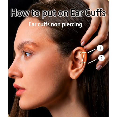 3Pcs Ear Cuffs Non Piercing for Women，14K Gold Plated Hypoallergenic Cuff Earrings Trendy clip Earrings for Women Cartilage Gold Jewelry Gift - color: Ear Cuffs CZ-C