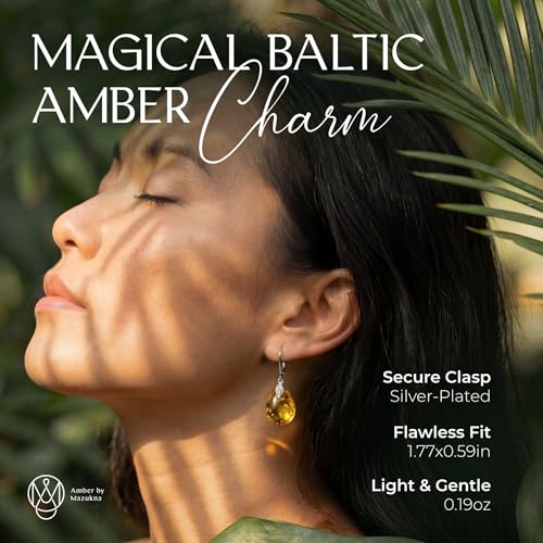 Leverback Dangle Earrings for Women – Gold-Plated 925 Silver Drop Earrings with Natural Yellow Baltic Amber Piece, Lightweight Jewelry with Secure Closure for Everyday Elegance - color: Silver Teardrop