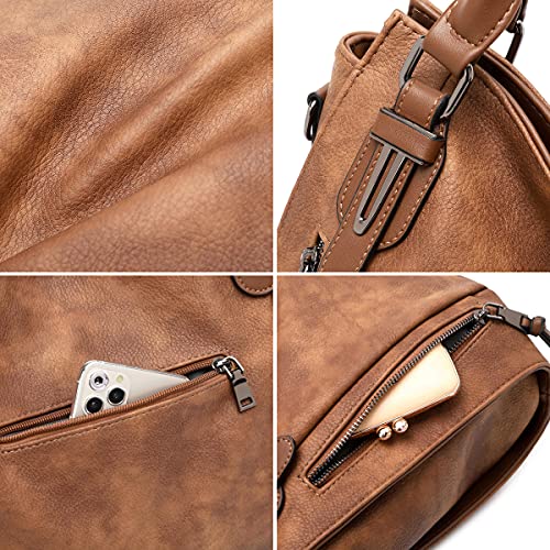 lapsting Hobo Bags for Women Handbags Purse Ladies Boho Shoulder Bag Crossbody Purses Faux Leather - color: G - 15inch Brown - Black Metal