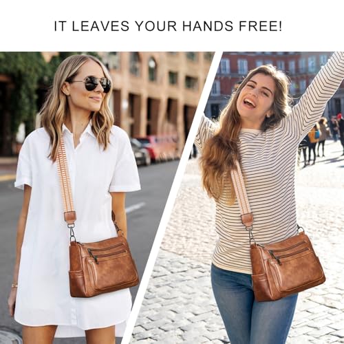 Bluome Crossbody Purses for Women, Medium Large Faux Leather Crossbody Bags Lightweight Sling Bag Shoulder Handbags - color: Brown, size: Medium 7L
