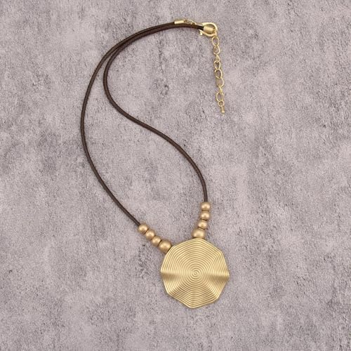 Boho Necklace for Women Adjustable Silicone Rope with Gold Beaded Pendant Chunky Handmade Vintage Jewelry - style: Bead Thread Necklace
