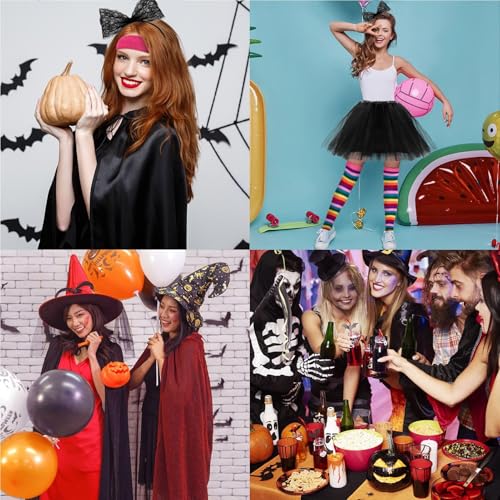Women Tutu Costume Accessories Set, Striped Knee Socks Tutu Skirt Sunglasses and Bow Headband Colorful Party Favors - color: Black