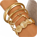 iF YOU Gold Bangle Bracelets for Women, Dainty Knot 14K Gold Plated Multi Layer Bangle Cuffs, Personalized Boho Chunky Bracelets for Women Jewelrys Set Gifts - color: gold-01