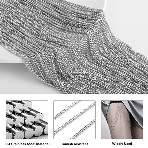 33FT Stainless Steel Curb Chain Roll, 5mm 304 Stainless Steel Flat Twisted Links Curb Chains Bulk Spool for Jewelry Making Necklace DIY Craft - color: Stainless Steel, size: 5.0mm width