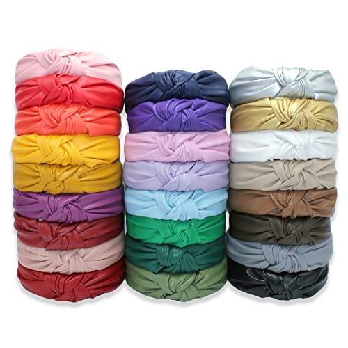 Navy Blue Headbands for Women Year-round Wearable All Day, Trendy Head bands Adult Women's Hair Leather Knotted Headband for Women is a Top Knot Womens Head band Fashion Designer Girl - color: Navy