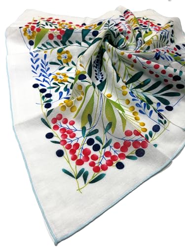 Shanlin Unisex Floral Cotton Square Scarf Bandanas 22x22 inch - color: Holly