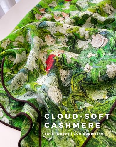 PoeticEHome Cashmere Scarf Wrap 36"x36" - Featherlight & Wrinkle-Free Artistic Square Shawl for Travel & Office, Gift Ready - color: Daubigny\'s Garden - 36"
